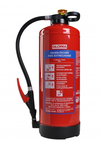 Gloria WH9 Pro 9l Wasser Feuerlöscher Wasserlöscher inkl. Halterung und Plakette